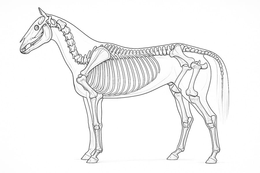 Silhouette de cheval vue de profil, servant de support aux zones d'observation mises en évidence par Biume